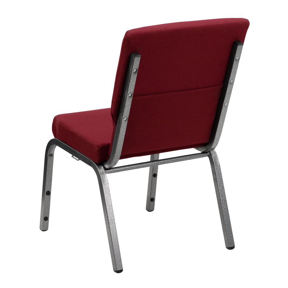 HERCULES Series 18.5''W Stacking Church Chair in Burgundy Fabric - Silver Vein Frame. Picture 3