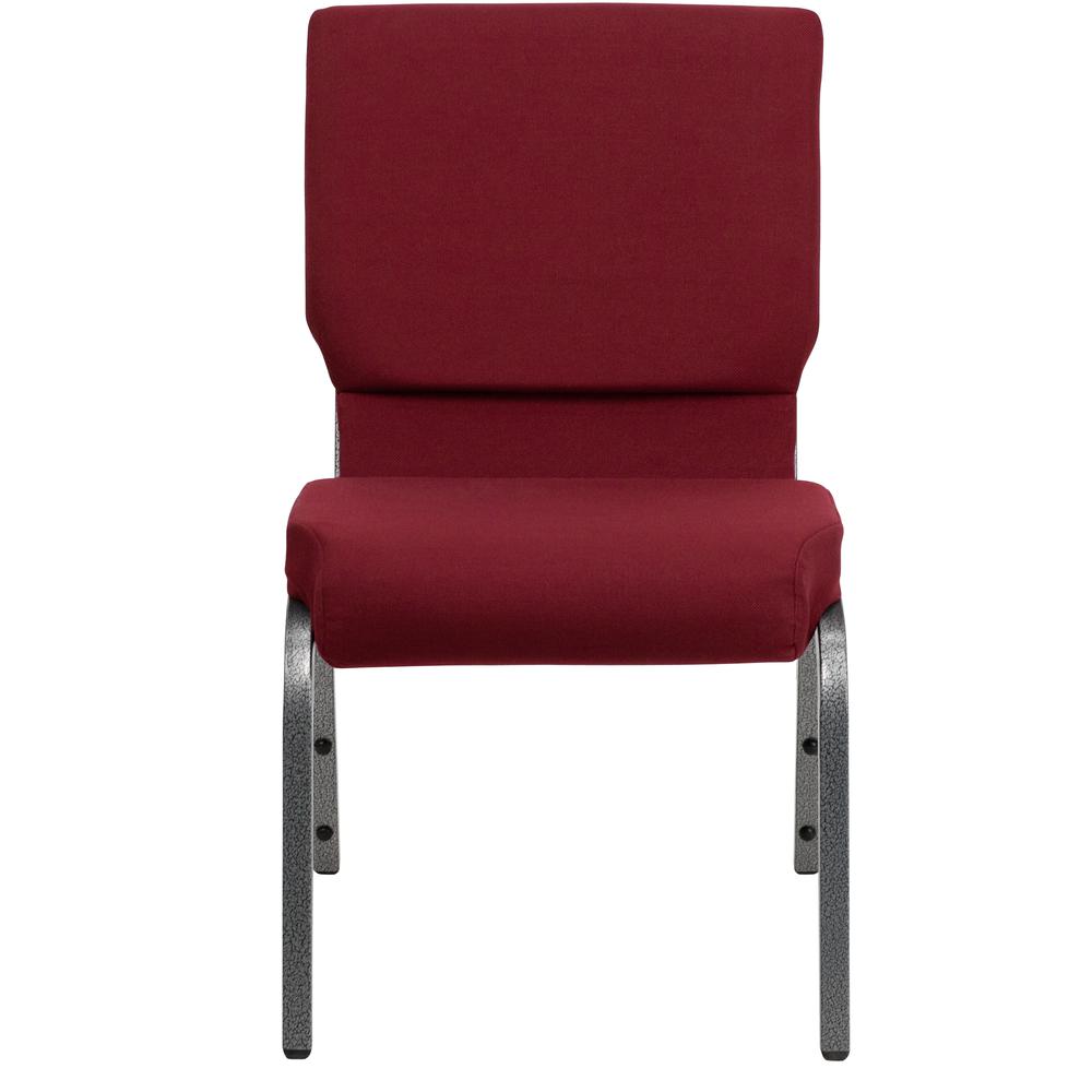 18.5''W Stacking Church Chair in Burgundy Fabric - Silver Vein Frame. Picture 4