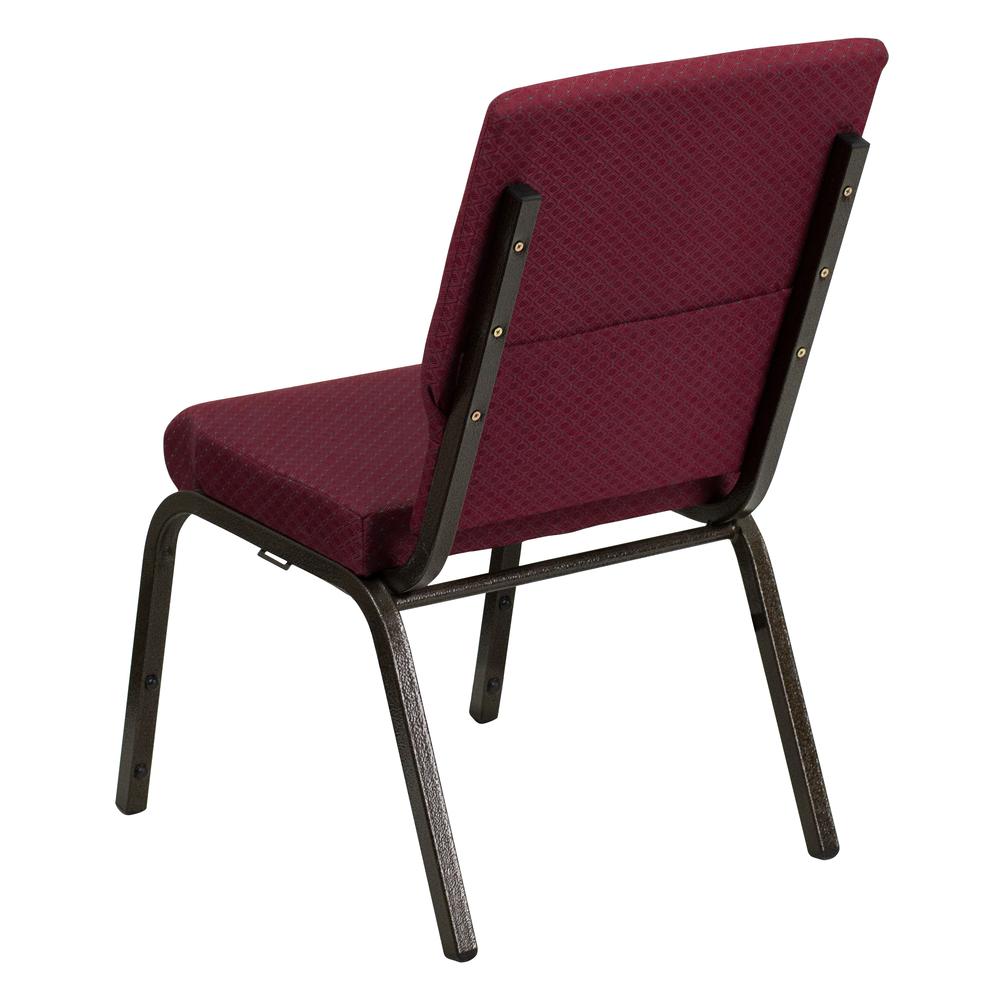 18.5''W Stacking Church Chair in Burgundy Patterned Fabric - Gold Vein Frame. Picture 3