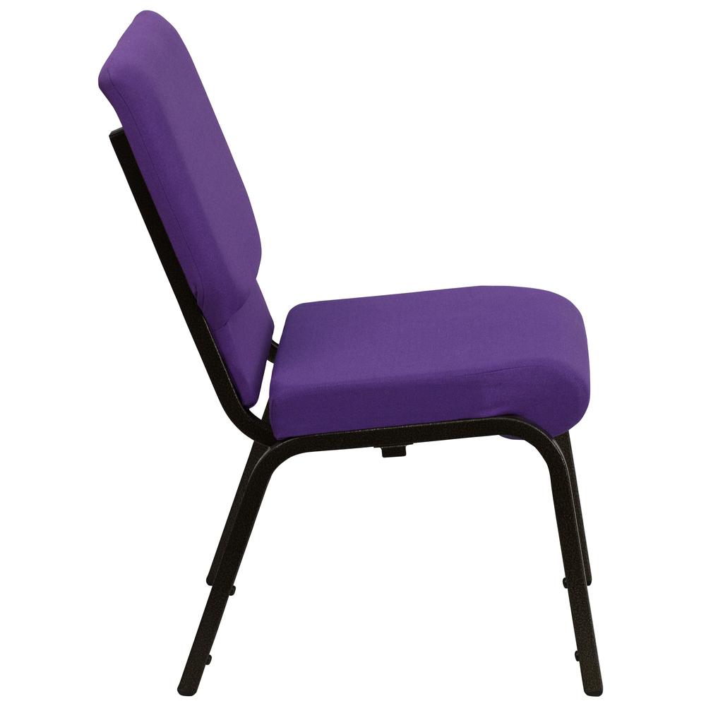 18.5''W Stacking Church Chair in Purple Fabric - Gold Vein Frame. Picture 2