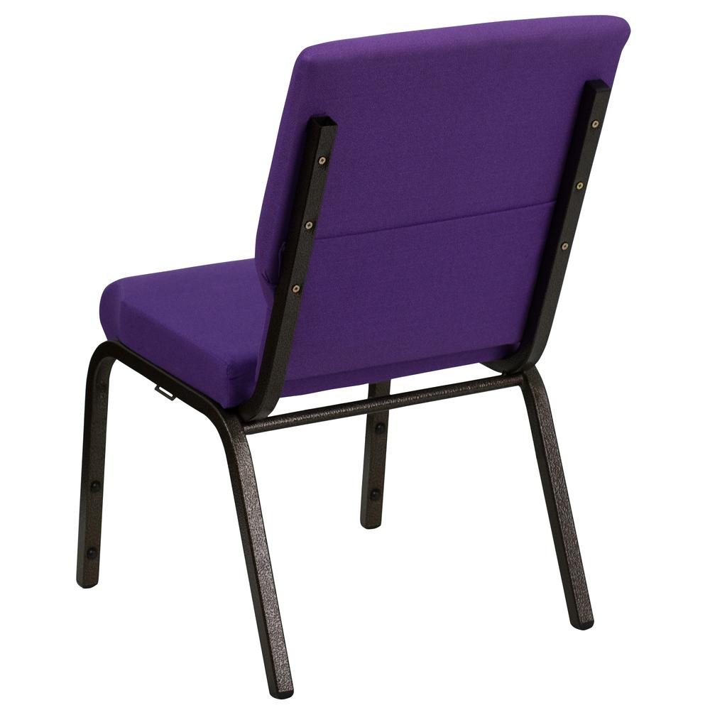 18.5''W Stacking Church Chair in Purple Fabric - Gold Vein Frame. Picture 3