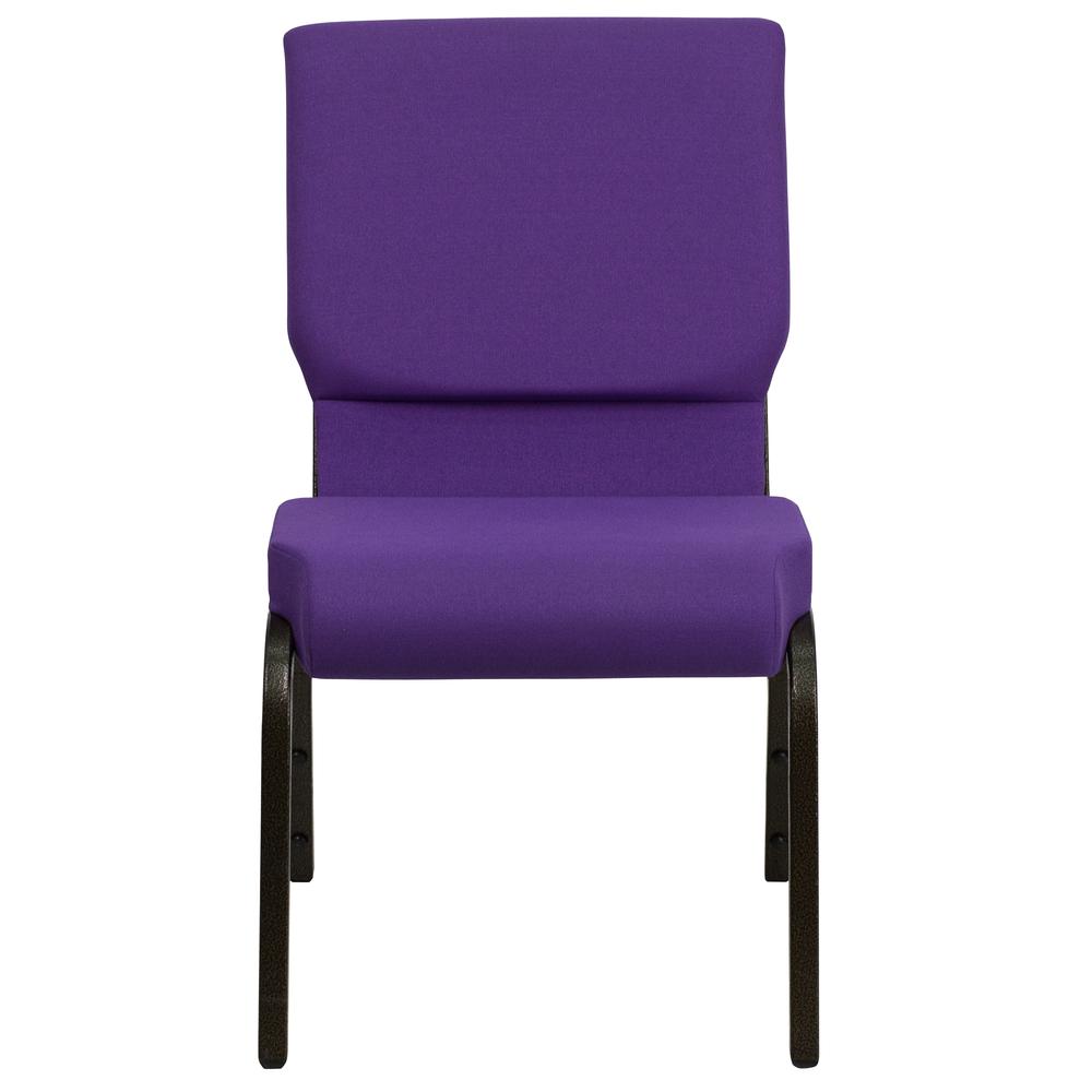 18.5''W Stacking Church Chair in Purple Fabric - Gold Vein Frame. Picture 4