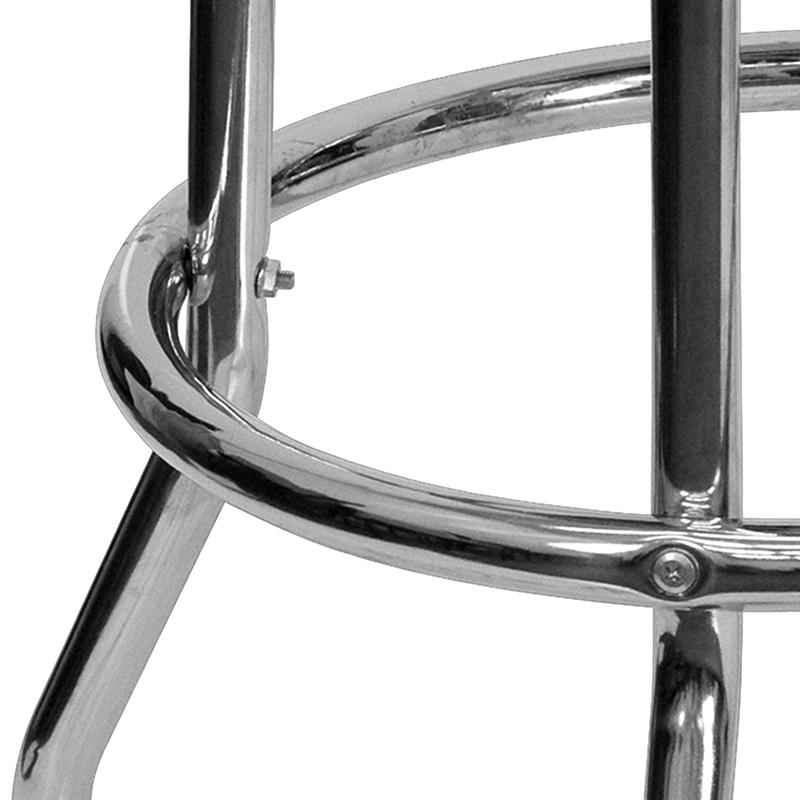 Double Ring Chrome Barstool with Black Seat. Picture 11