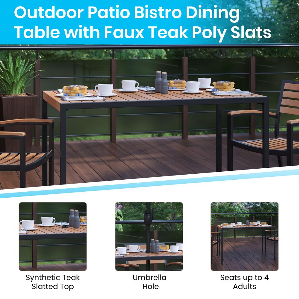 5 Piece Patio Table Set - Poly Slats - 30" x 48" Table with 4 Stackable Chairs. Picture 4