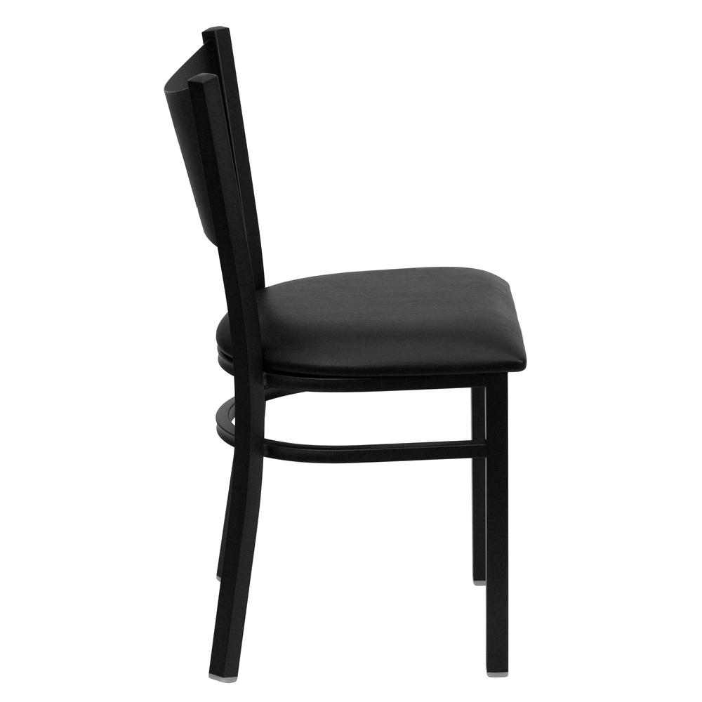 Black Coffee Back Metal Restaurant Chair - Black Vinyl Seat. Picture 2