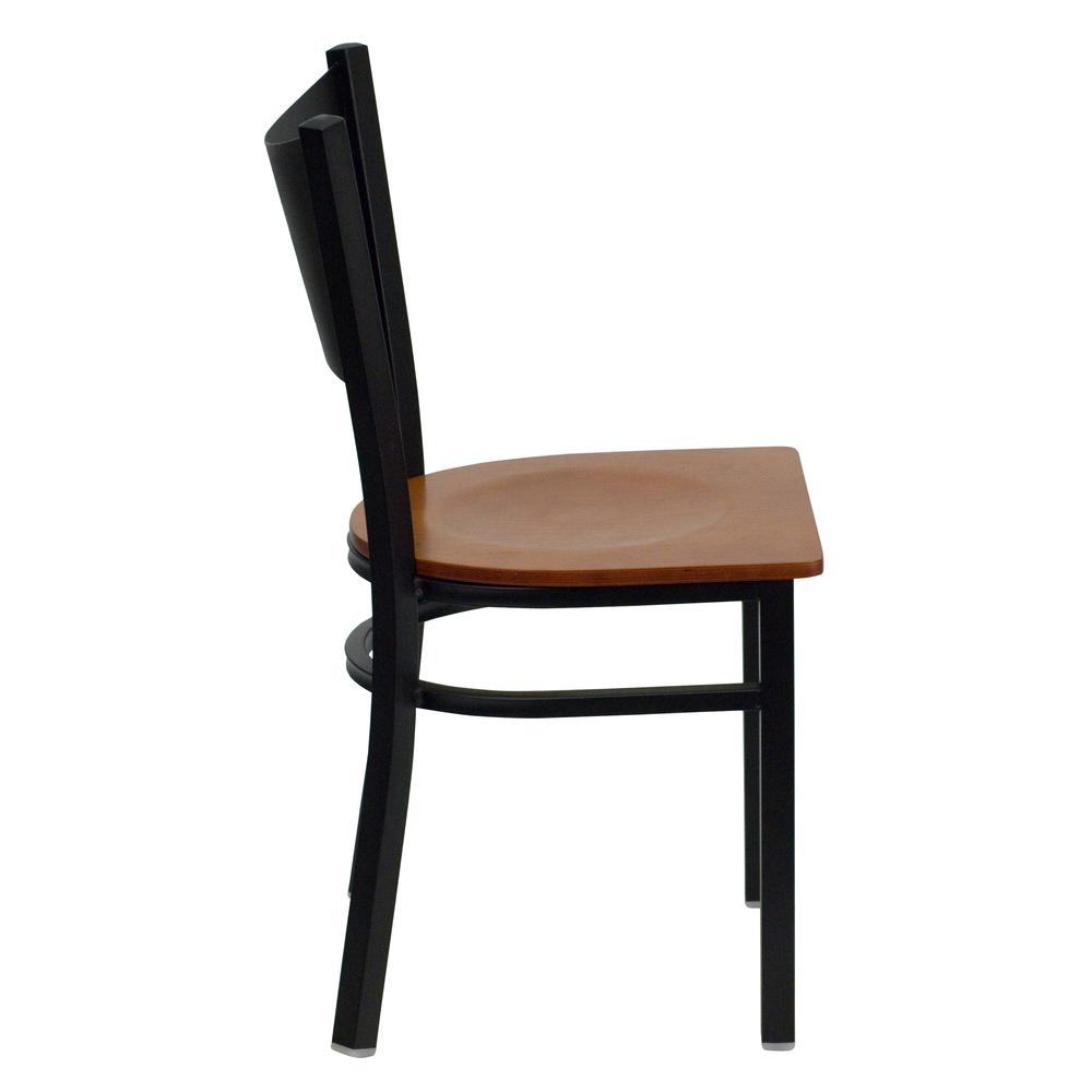 Black Coffee Back Metal Restaurant Chair - Cherry Wood Seat. Picture 2