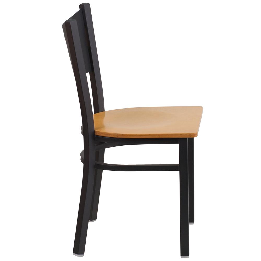 Black Coffee Back Metal Restaurant Chair - Natural Wood Seat. Picture 2