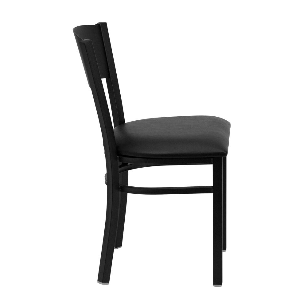 Black Circle Back Metal Restaurant Chair - Black Vinyl Seat. Picture 2