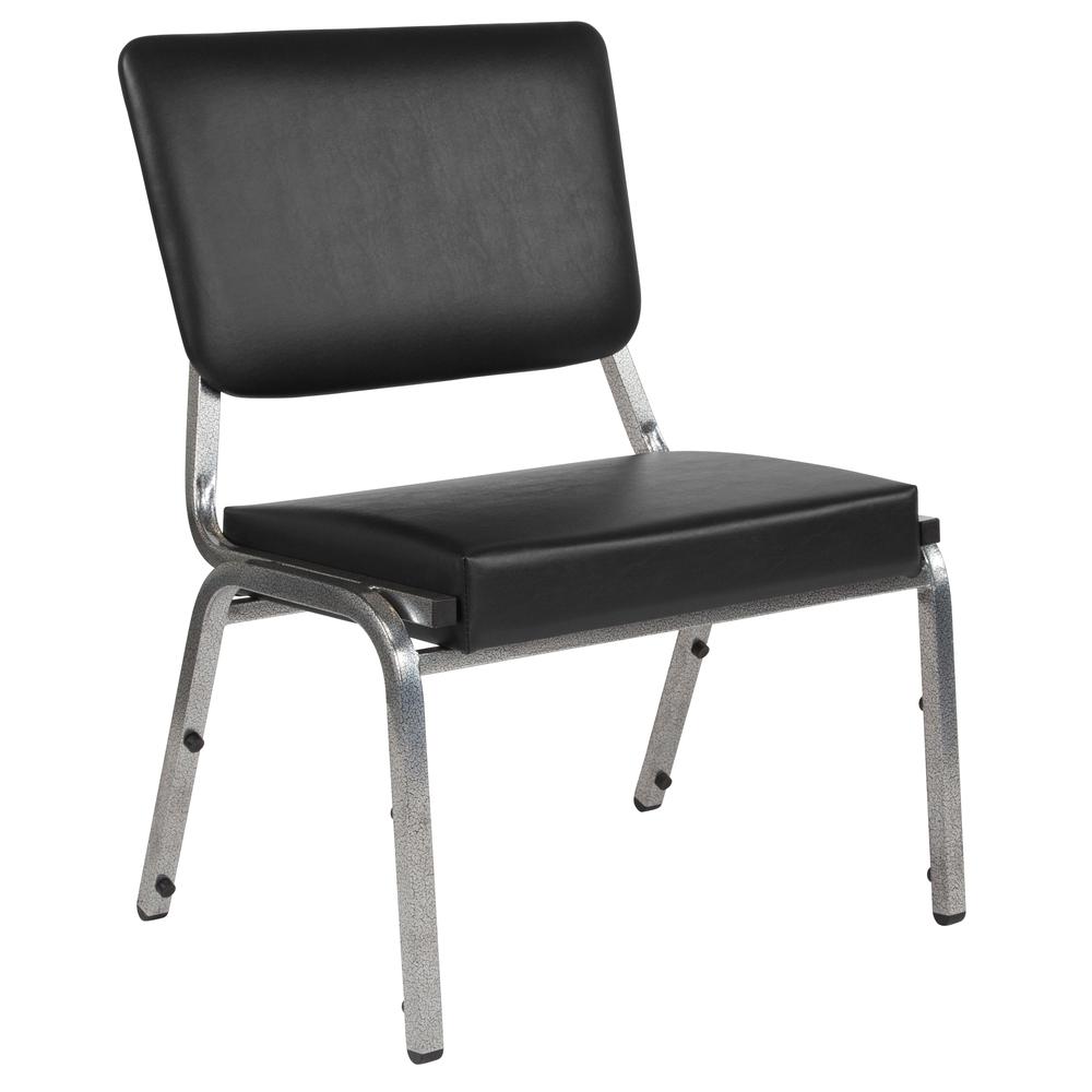 HERCULES Series 1500 lb. Rated Black Antimicrobial Vinyl Bariatric Medical Reception Chair with 3/4 Panel Back. Picture 1