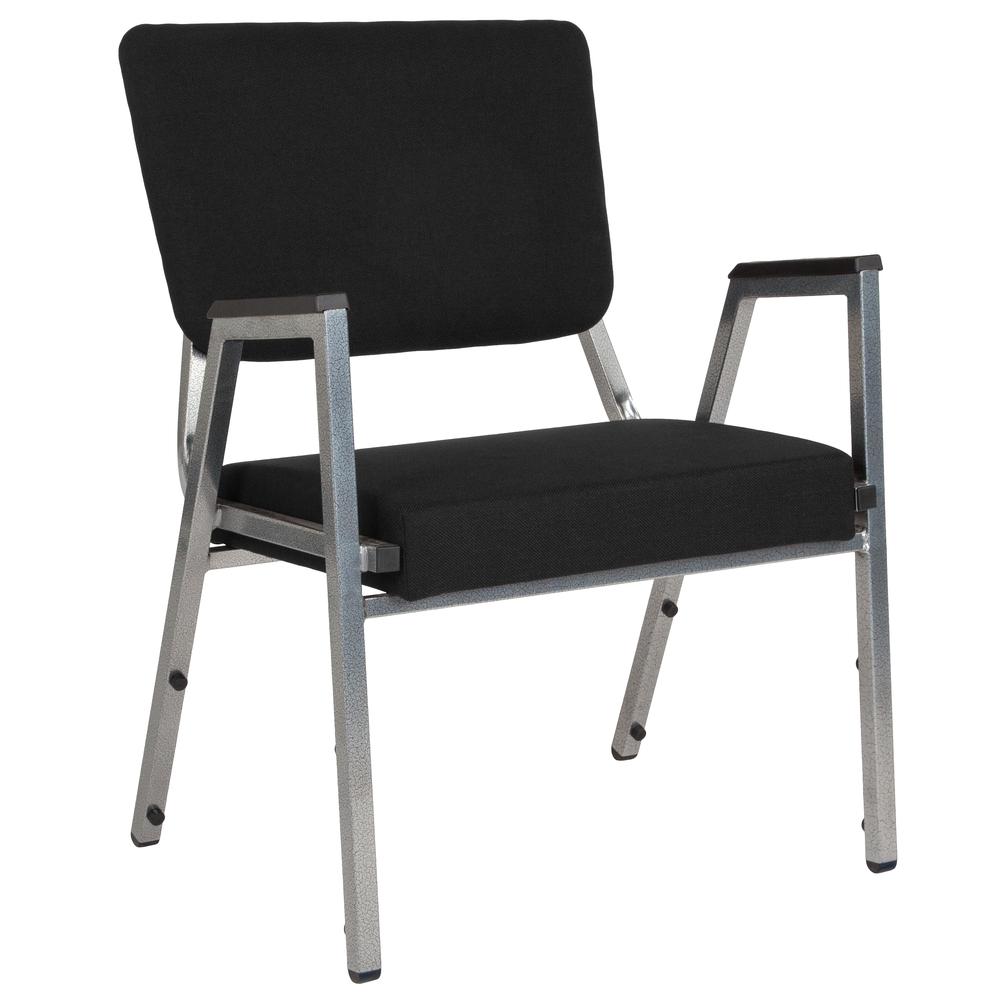 1000 lb. Rated Black Antimicrobial Fabric Bariatric Medical Reception Arm Chair with 3/4 Panel Back. Picture 1