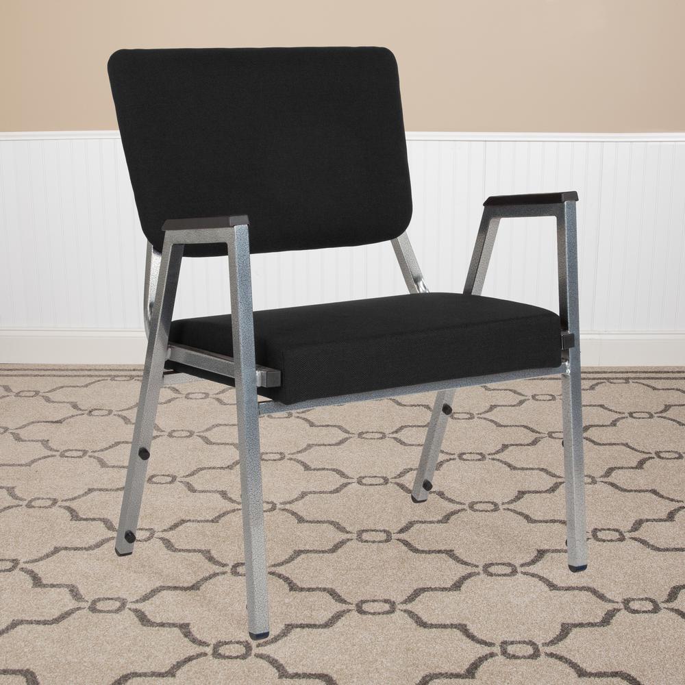1000 lb. Rated Black Antimicrobial Fabric Bariatric Medical Reception Arm Chair with 3/4 Panel Back. Picture 5