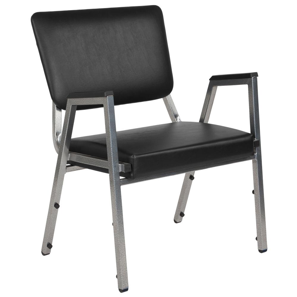 1000 lb. Rated Black Medical Reception Arm Chair with 3/4 Panel Back. Picture 1