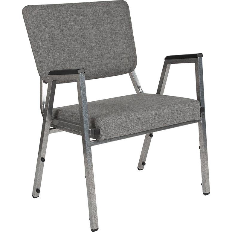 1000 lb. Rated Gray Antimicrobial Fabric Bariatric Medical Reception Arm Chair with 3/4 Panel Back. Picture 1