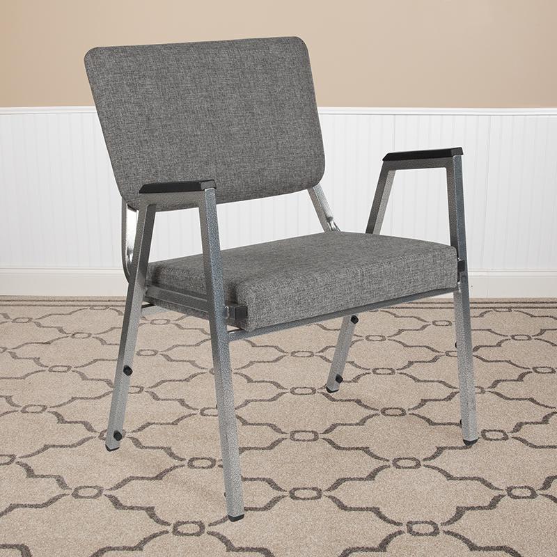 1000 lb. Rated Gray Antimicrobial Fabric Bariatric Medical Reception Arm Chair with 3/4 Panel Back. Picture 5