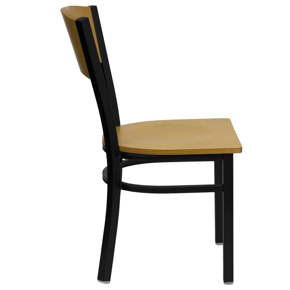 Black Circle Back Metal Restaurant Chair - Natural Wood Back & Seat. Picture 2