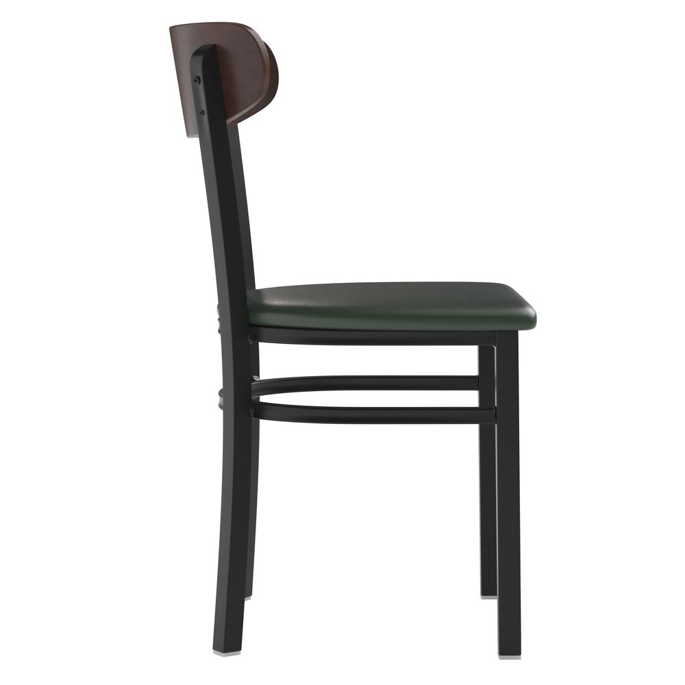 Dining Chair, Wooden Boomerang Back, and Green Vinyl Seat. Picture 9