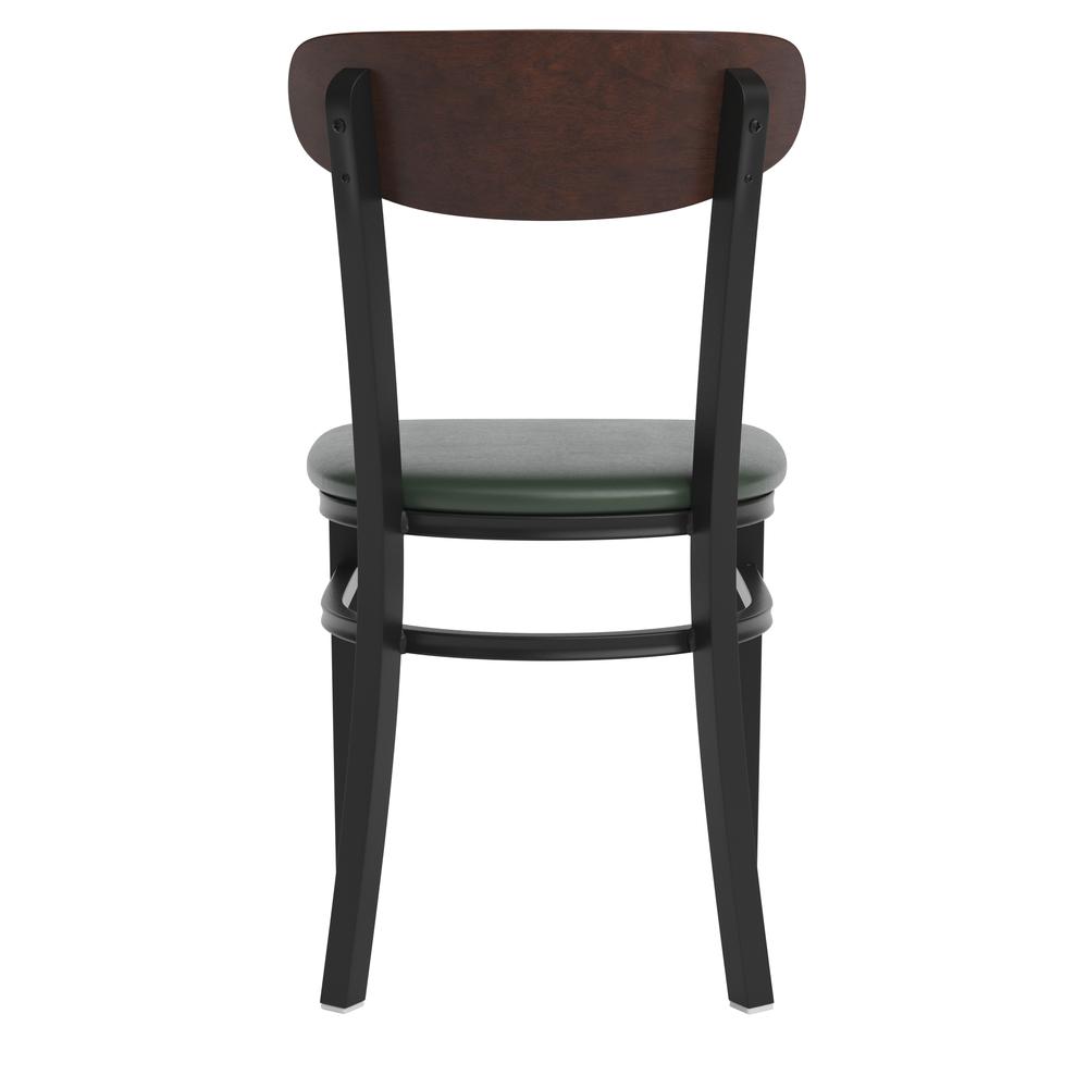 Dining Chair, Wooden Boomerang Back, and Green Vinyl Seat. Picture 8