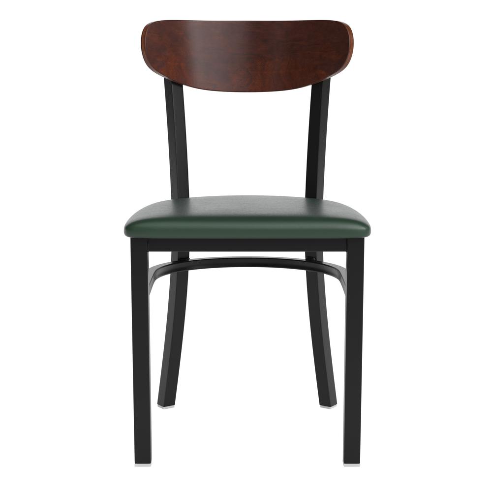 Dining Chair, Wooden Boomerang Back, and Green Vinyl Seat. Picture 10