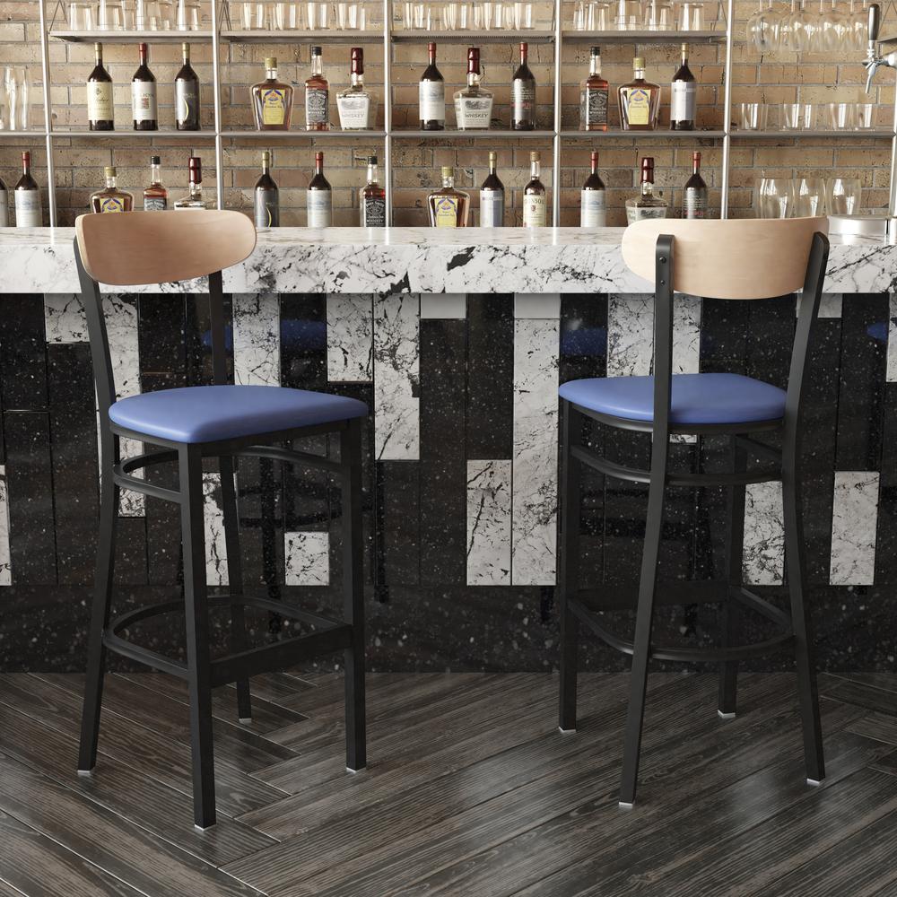 Commercial Grade Bar Stool with Solid Wood Back and Seat. Picture 9
