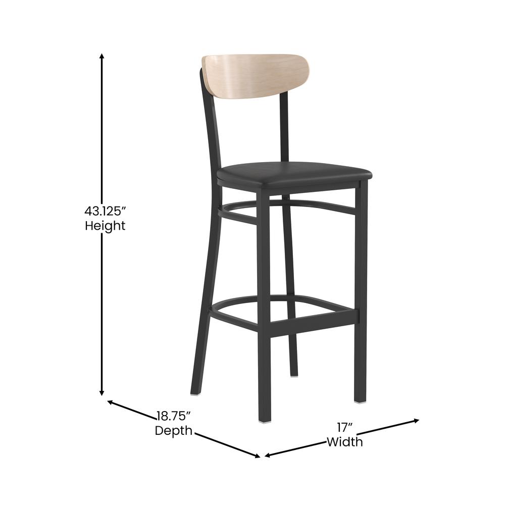 Commercial Grade Bar Stool with Solid Wood Back and Seat. Picture 8