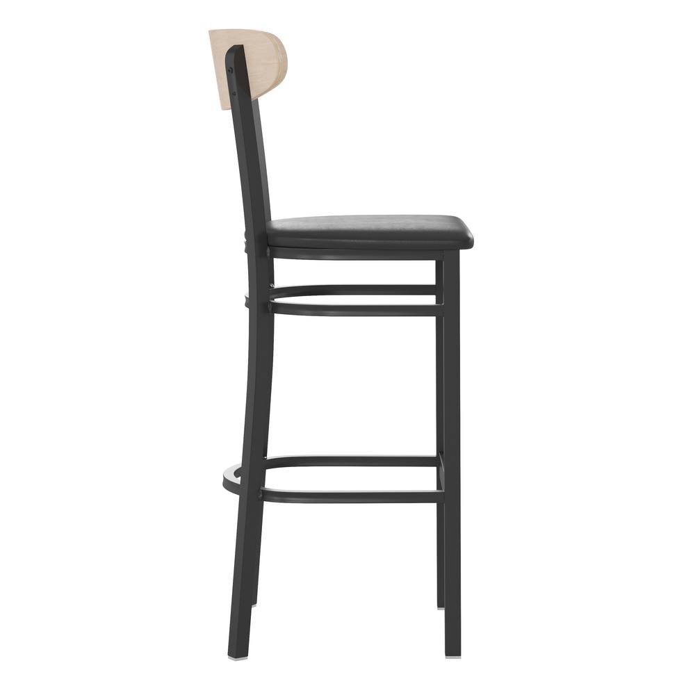 Commercial Grade Bar Stool with Solid Wood Back and Seat. Picture 3