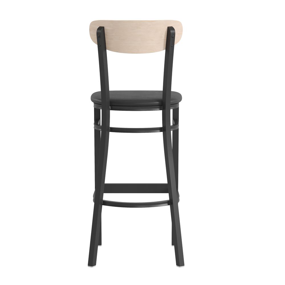 Commercial Grade Bar Stool with Solid Wood Back and Seat. Picture 2