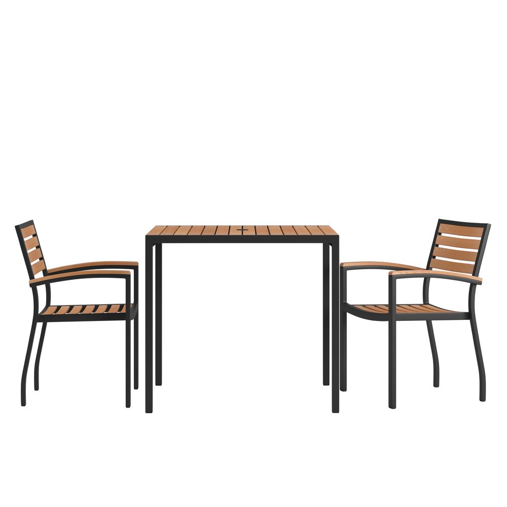 3 Piece Dining Table Set - Poly Slats - 35" Table - 2 Club Chairs. Picture 1
