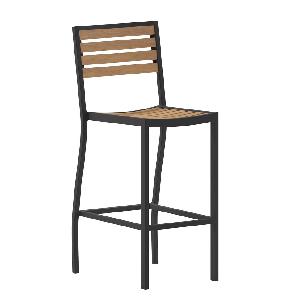 Contemporary All-Weather Patio Bar Stool with Arms. Picture 1