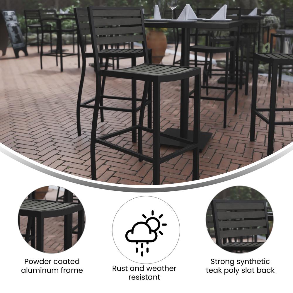 Contemporary All-Weather Patio Bar Stool with Arms. Picture 7