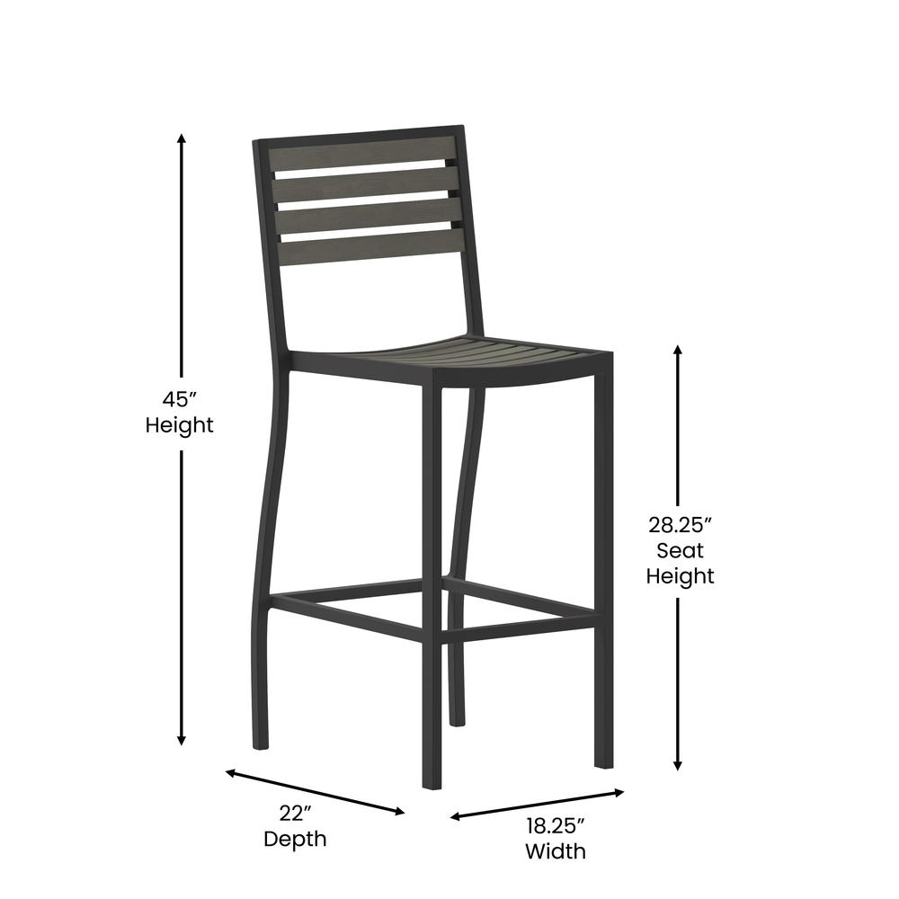 Contemporary All-Weather Patio Bar Stool with Arms. Picture 8