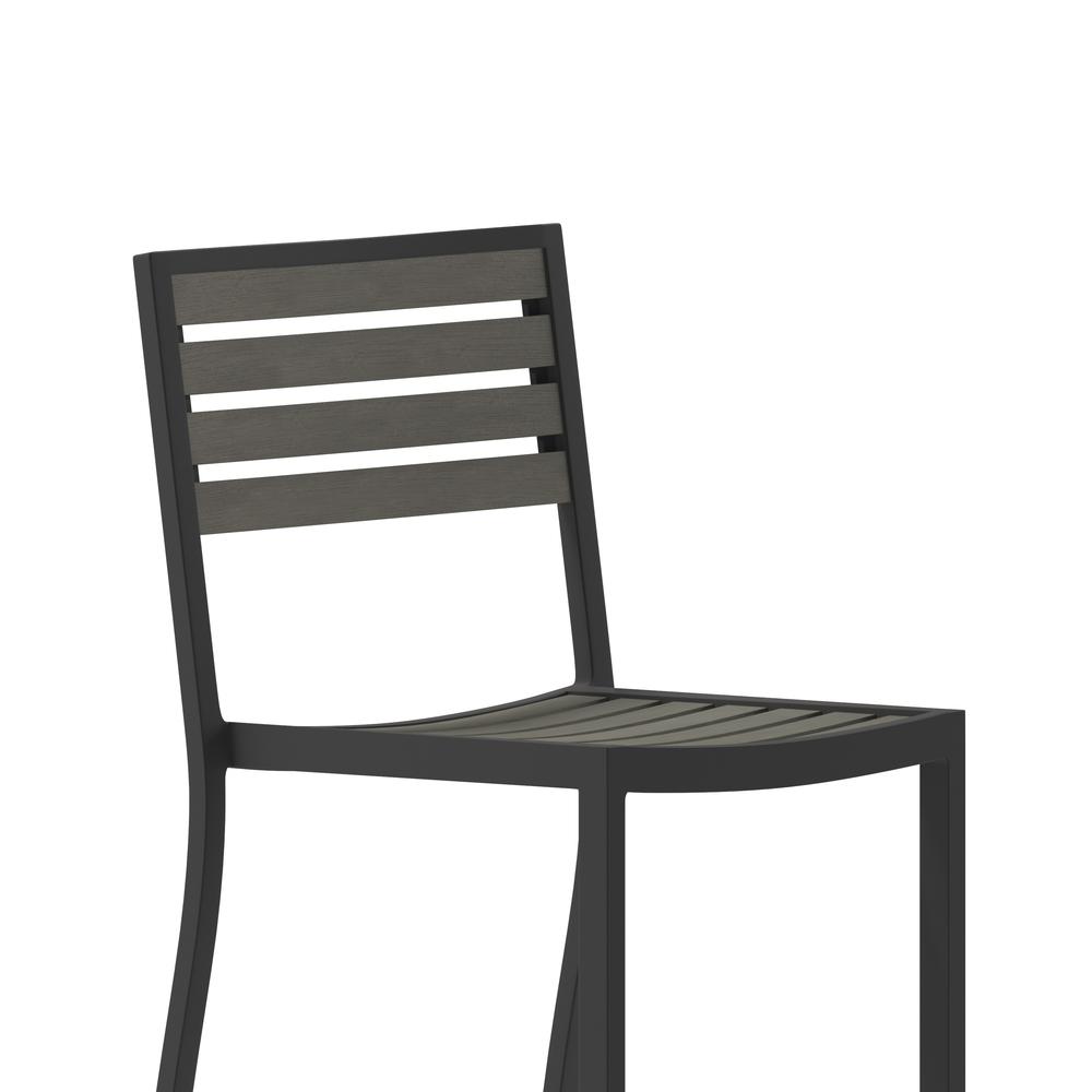 Contemporary All-Weather Patio Bar Stool with Arms. Picture 3