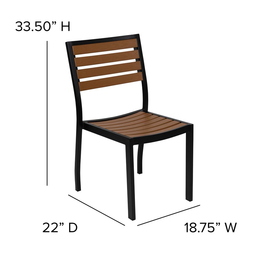 Outdoor Stackable Side Chair with Faux Teak Poly Slats. Picture 5