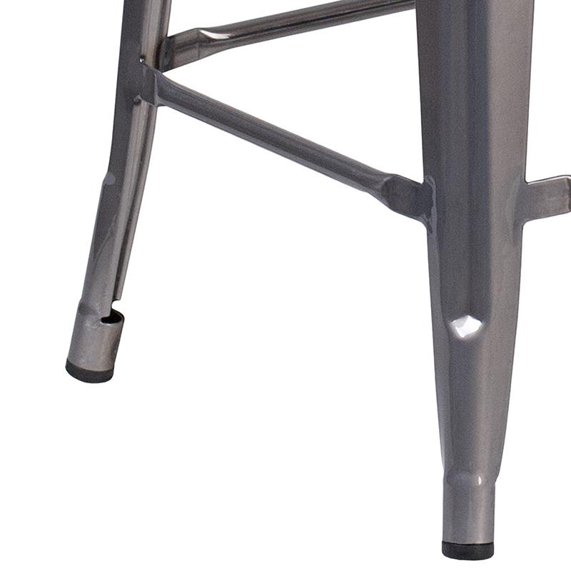 24'' High Backless Clear Coated Metal Indoor Counter Height Stool with Seat. Picture 7
