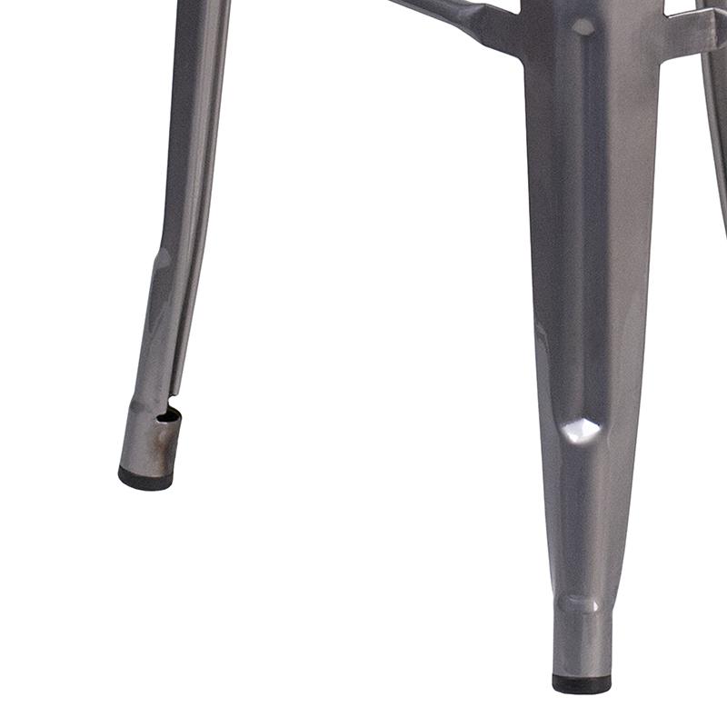 30'' High Backless Clear Coated Metal Indoor Barstool with Square Seat. Picture 7