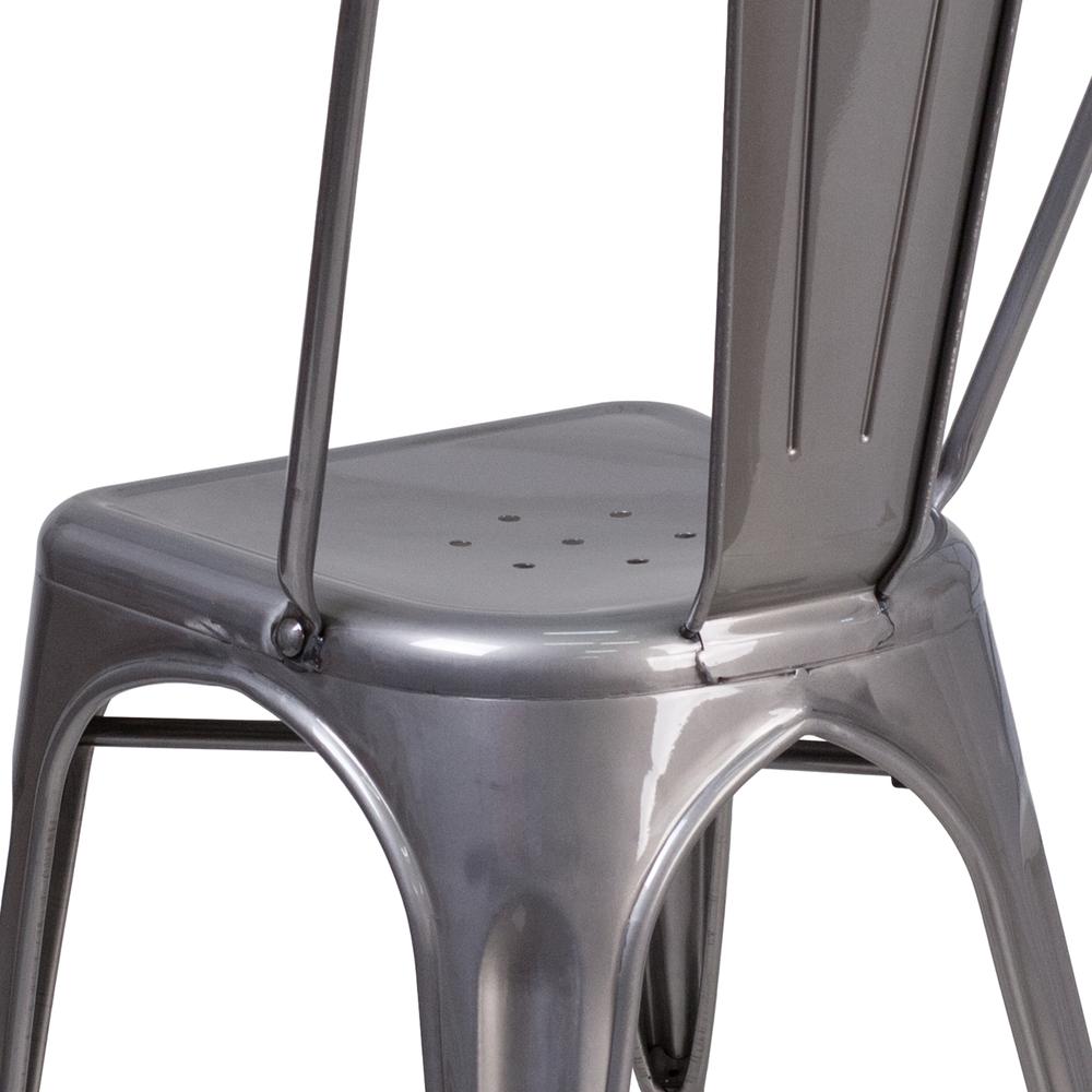Clear Coated Metal Indoor Stackable Chair. Picture 7