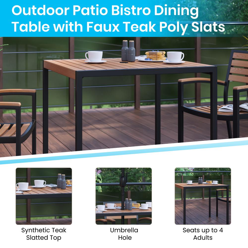 3 Piece Patio Table Set - 35" Patio Table with Teal Umbrella and Base. Picture 4