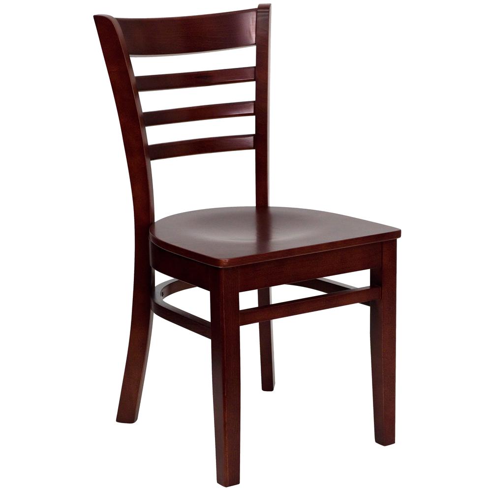Ladder Back Mahogany Wood Restaurant Chair. Picture 1