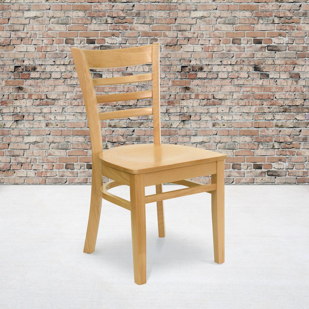 Ladder Back Natural Wood Restaurant Chair. Picture 5