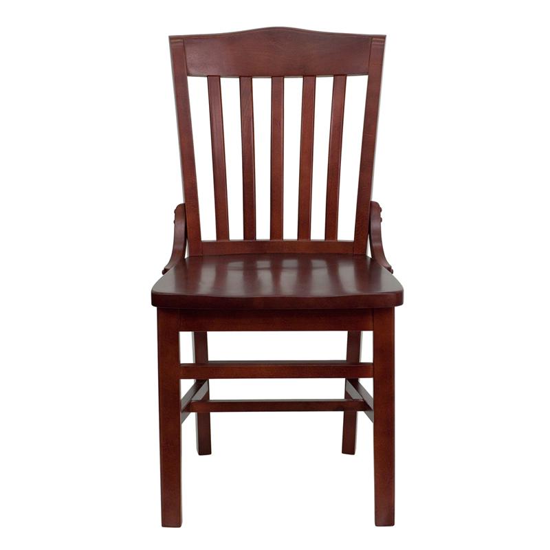 School House Back Mahogany Wood Restaurant Chair. Picture 4