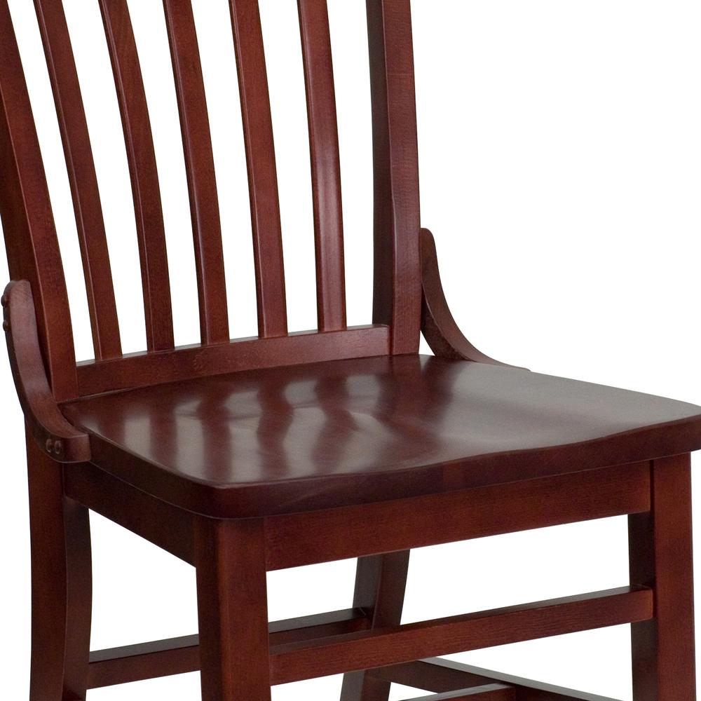 School House Back Mahogany Wood Restaurant Chair. Picture 4