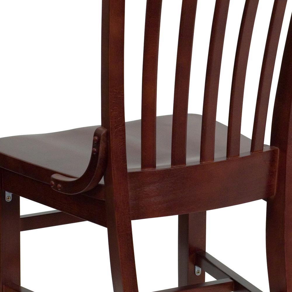School House Back Mahogany Wood Restaurant Chair. Picture 5