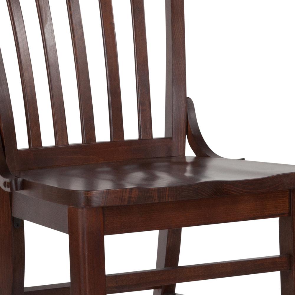 School House Back Walnut Wood Restaurant Chair. Picture 6