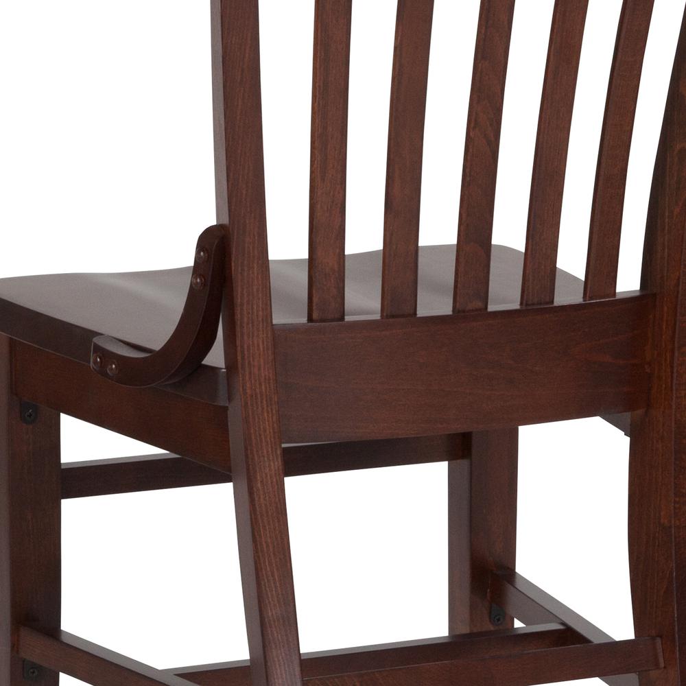 School House Back Walnut Wood Restaurant Chair. Picture 7