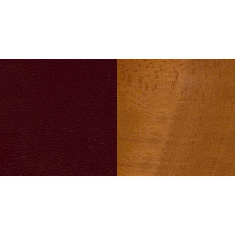 Vertical Slat Back Cherry Wood Restaurant Barstool - Burgundy Vinyl Seat. Picture 6
