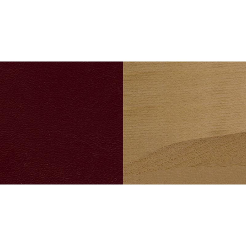 Vertical Slat Back Natural Wood Restaurant Barstool - Burgundy Vinyl Seat. Picture 6