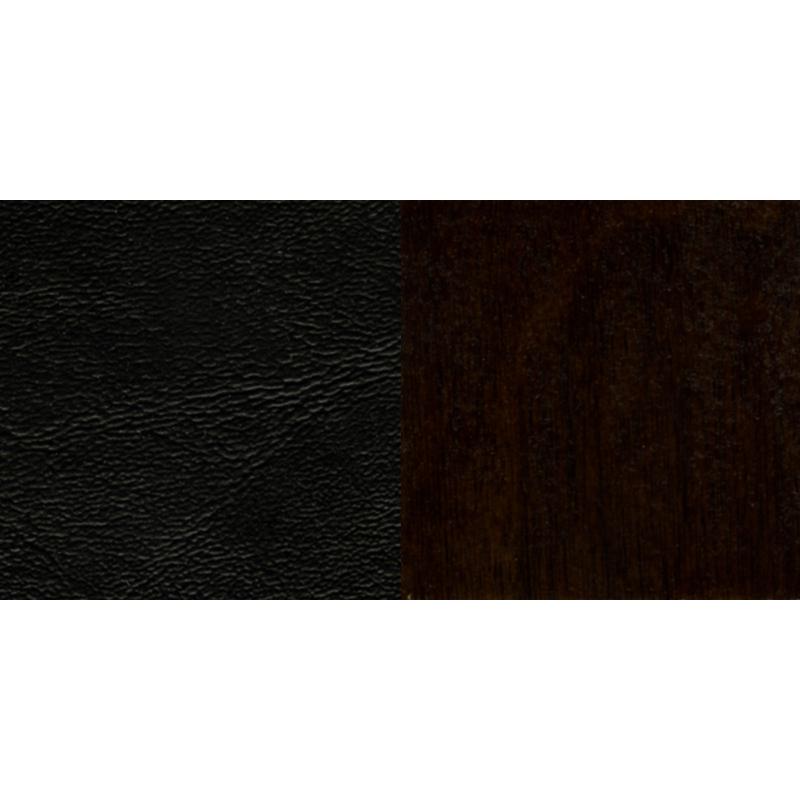 Vertical Slat Back Walnut Wood Restaurant Barstool - Black Vinyl Seat. Picture 6