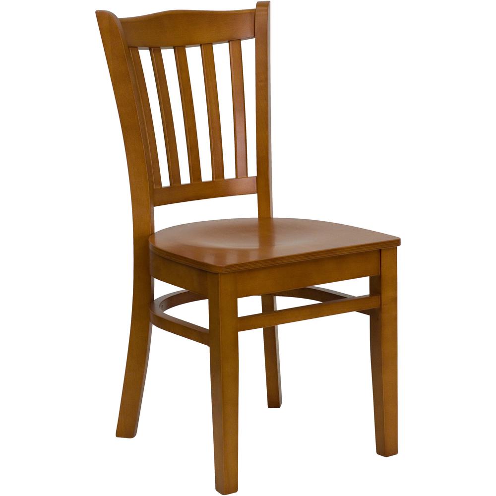 Vertical Slat Back Cherry Wood Restaurant Chair. Picture 1