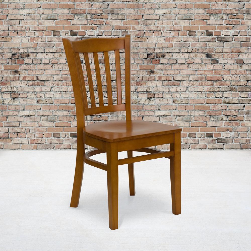 Vertical Slat Back Cherry Wood Restaurant Chair. Picture 5