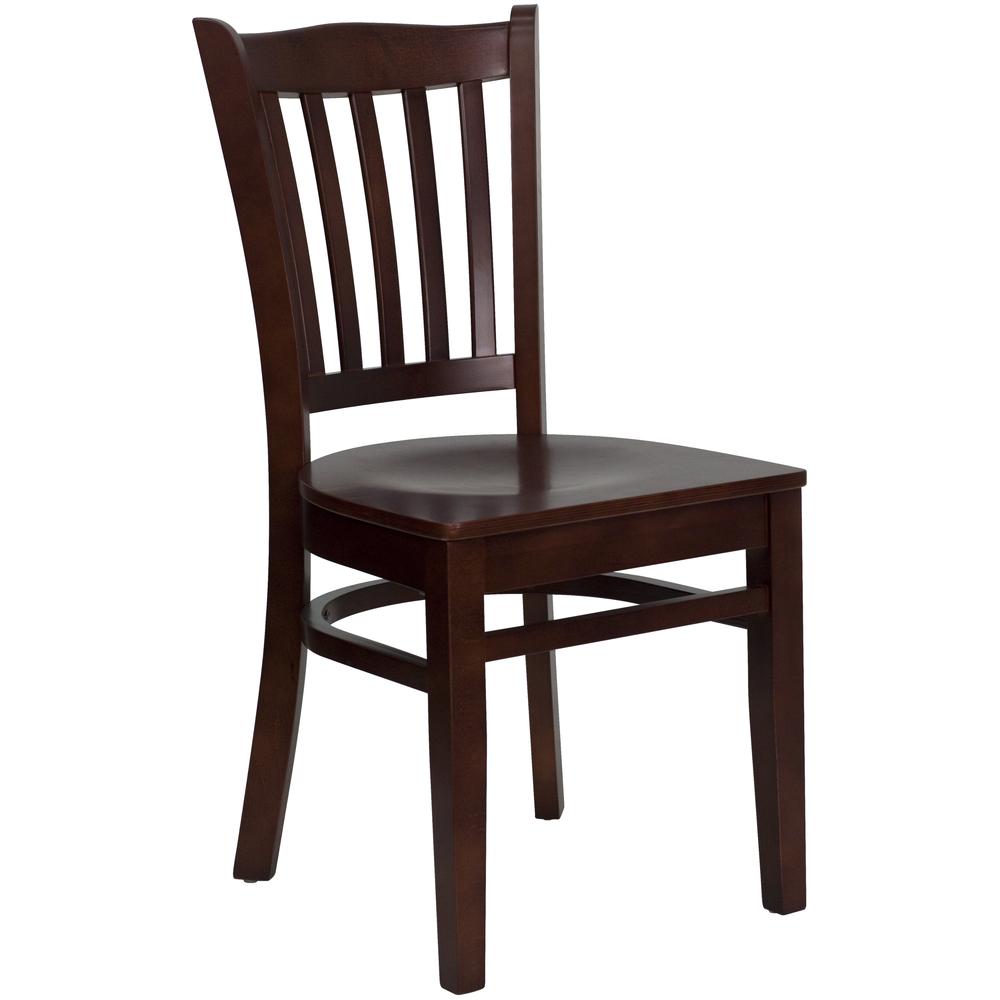 Vertical Slat Back Mahogany Wood Restaurant Chair. Picture 1