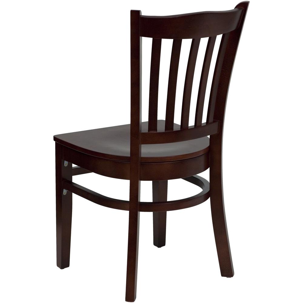Vertical Slat Back Mahogany Wood Restaurant Chair. Picture 3